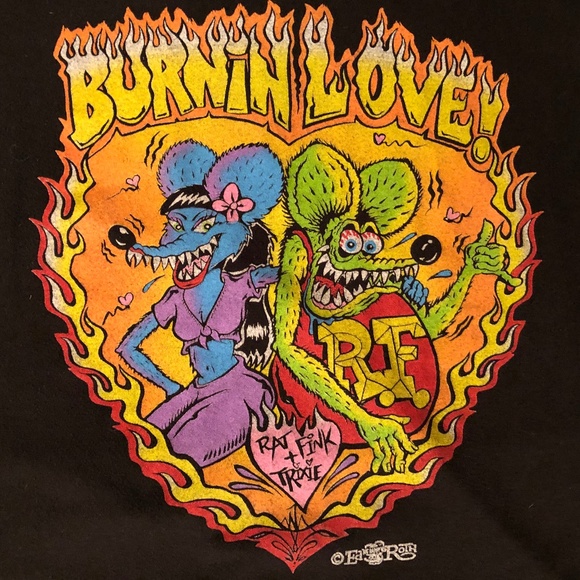 black Rat Fink "Burnin Love" ladies' v-neck t-shirt - Picture 7 of 7